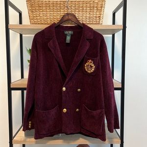 Lauren Ralph Lauren Burgundy Blazer with Gold Accents